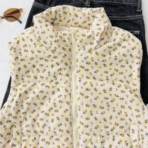 ONLY Cream Vest with Yellow and Black Floral Design